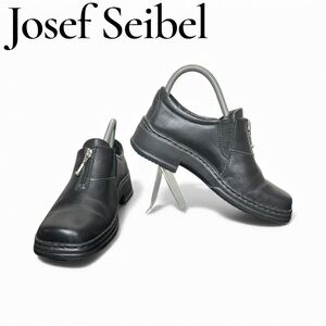Josef Seibel Womens Black Slip-On leather Loafers size 38 or 7 US